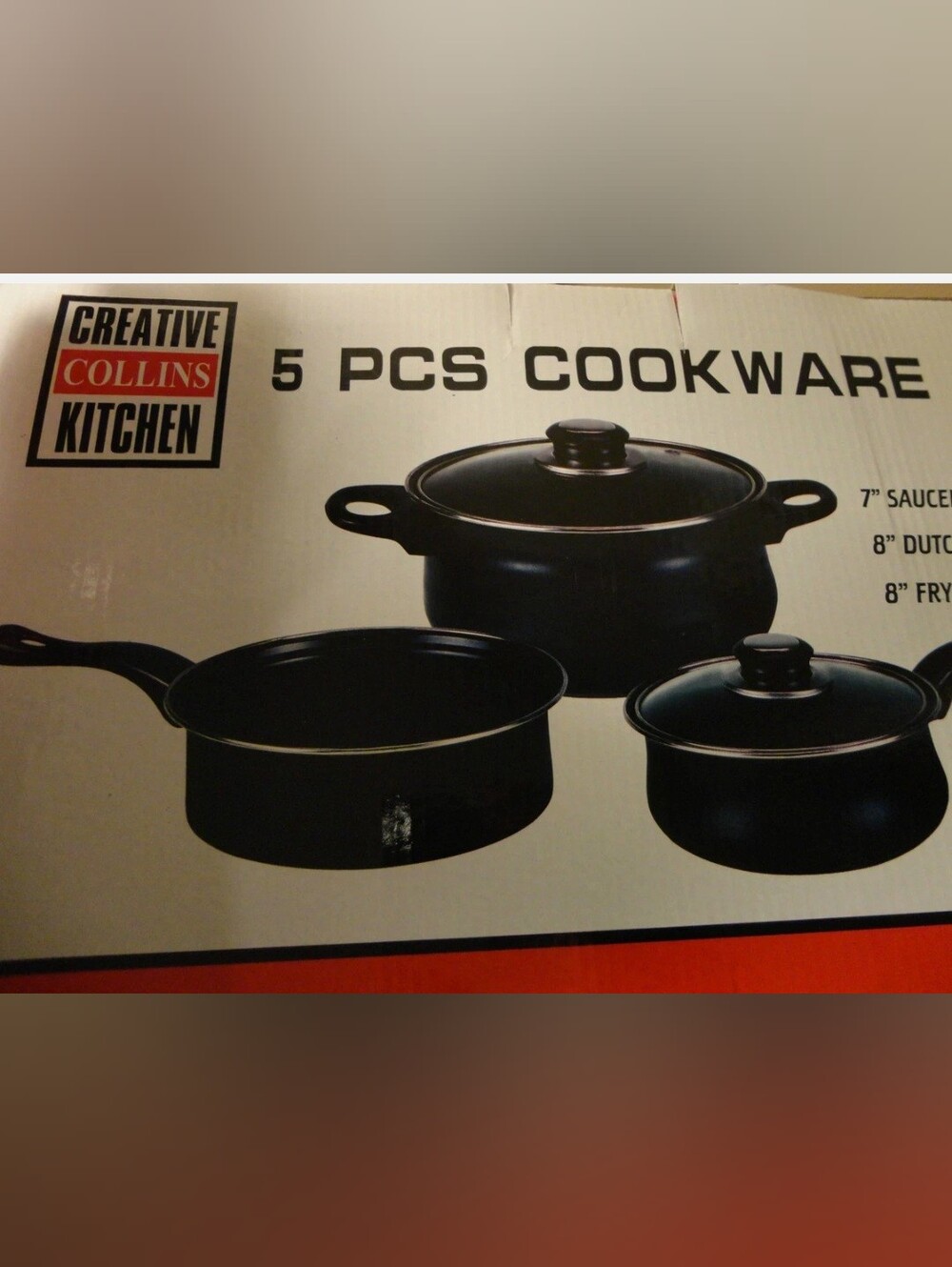 CREATIVE COLLINS KITCHEN NONSTICK 5 PC COOKWARE SET SAUCEPAN DUTCH OVEN FRY PAN